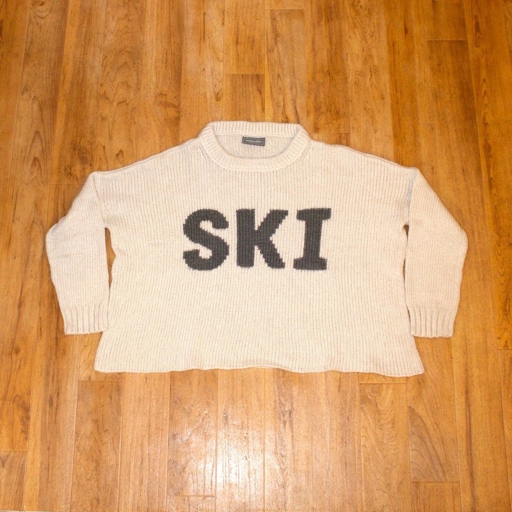 Wooden Ships SKI Sweater Womens S/M Cream Excellent Oversized Chunky Pullover